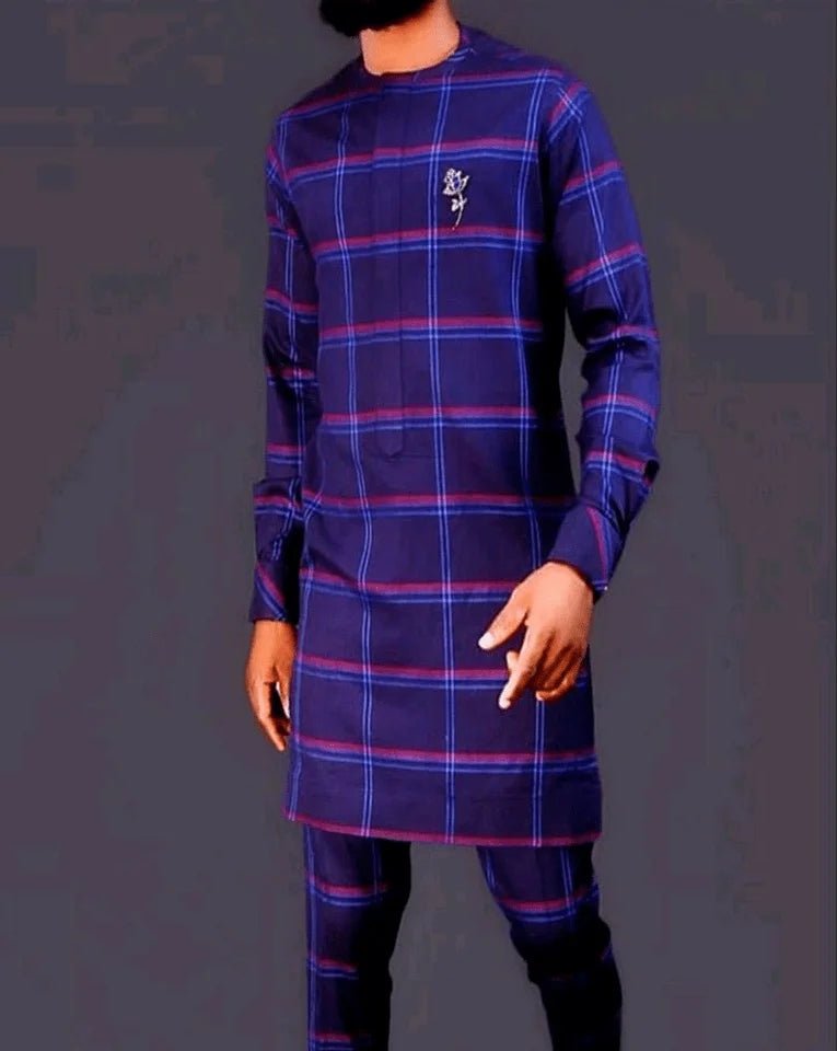 Navy blue stripes African suits - Bob Adams Omec Online Smart Shop