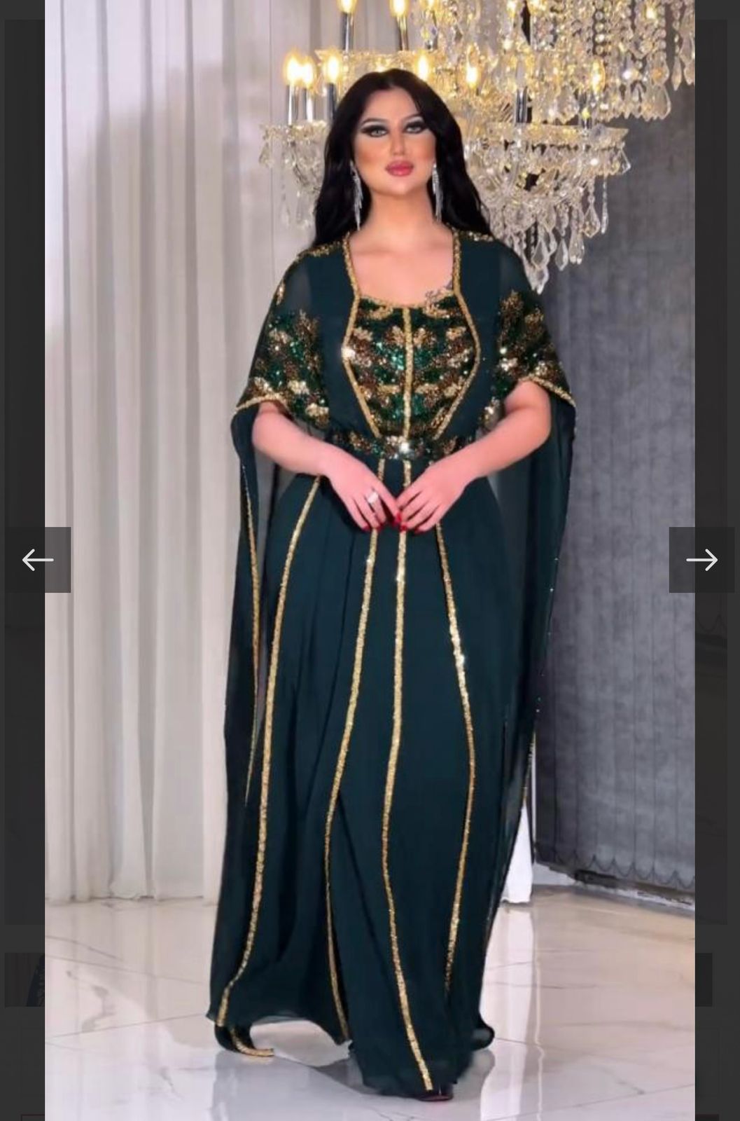 Luxury Moroccan Kaftan Dress With Sequin Embellishments - Elegant Evening wear