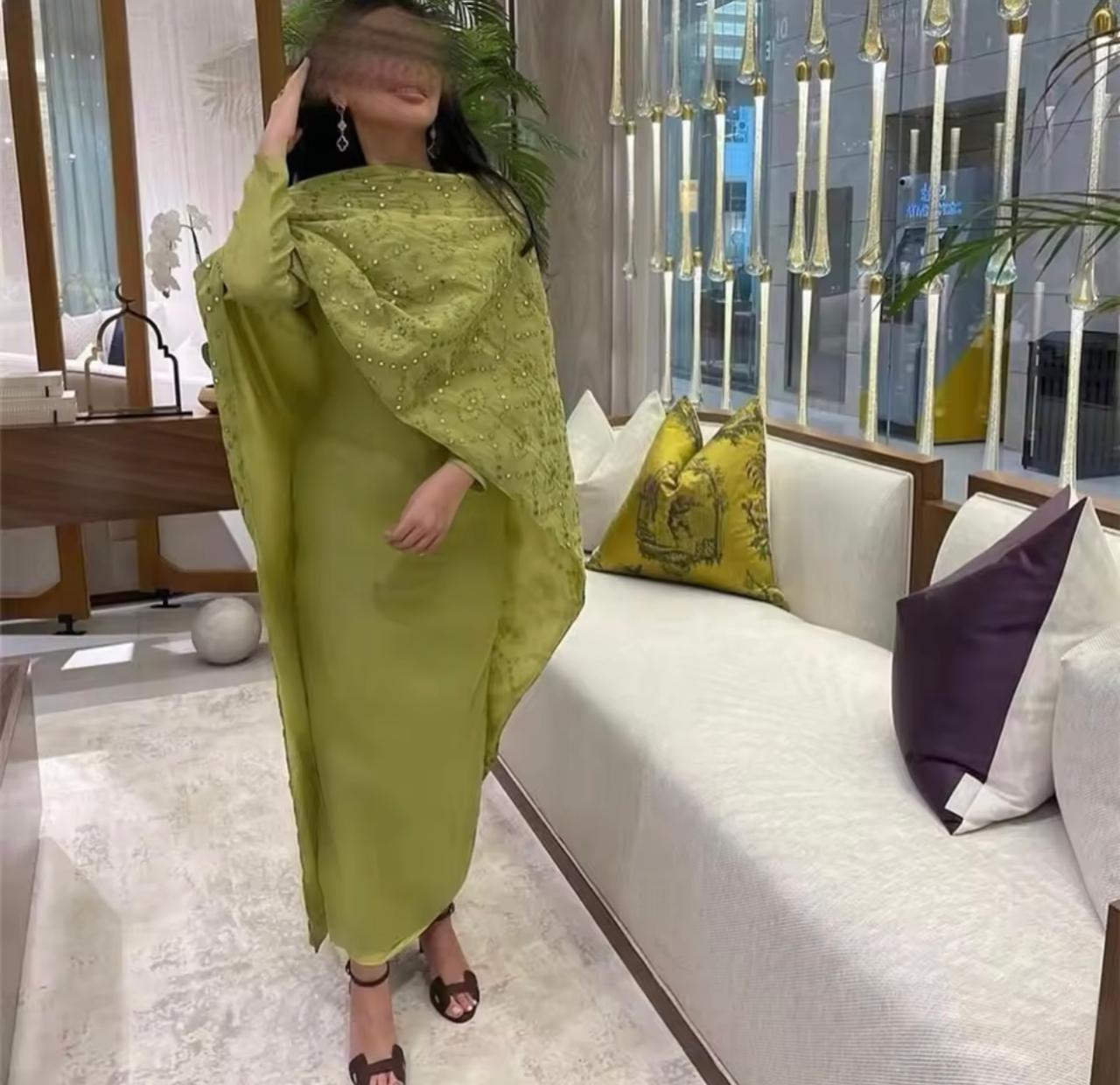 Elegant olive green embroidered salwar Kameez with dupatta