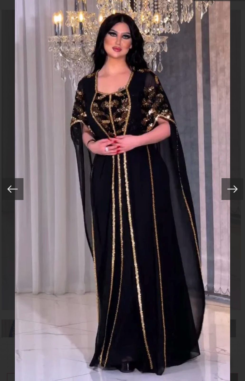 Luxury Moroccan Kaftan Dress With Sequin Embellishments - Elegant Evening wear