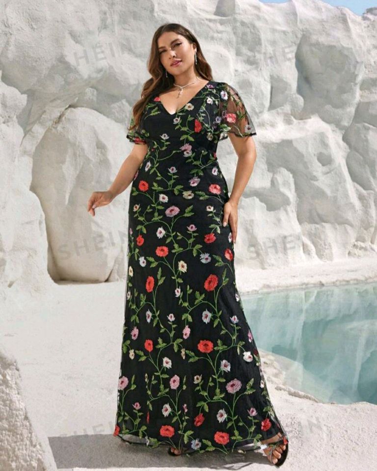 Rose floral evening gown - Bob Adams Omec Online Smart Shop
