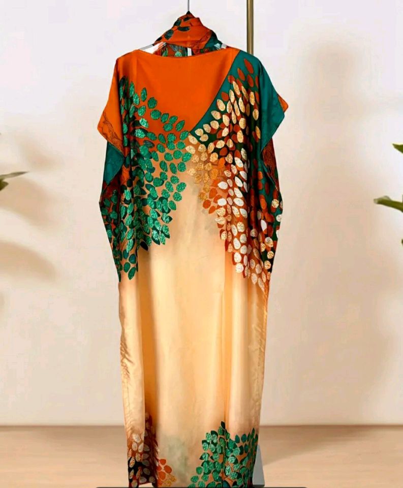 Robe caftan afro à manches courtes