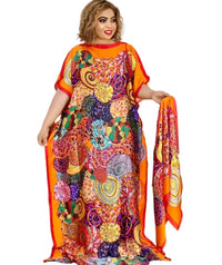 Robe caftan afro à manches courtes