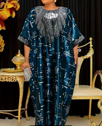 Robe caftan afro à manches courtes