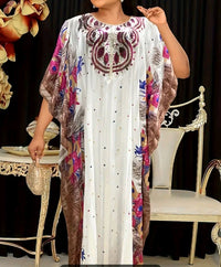 Robe caftan afro à manches courtes