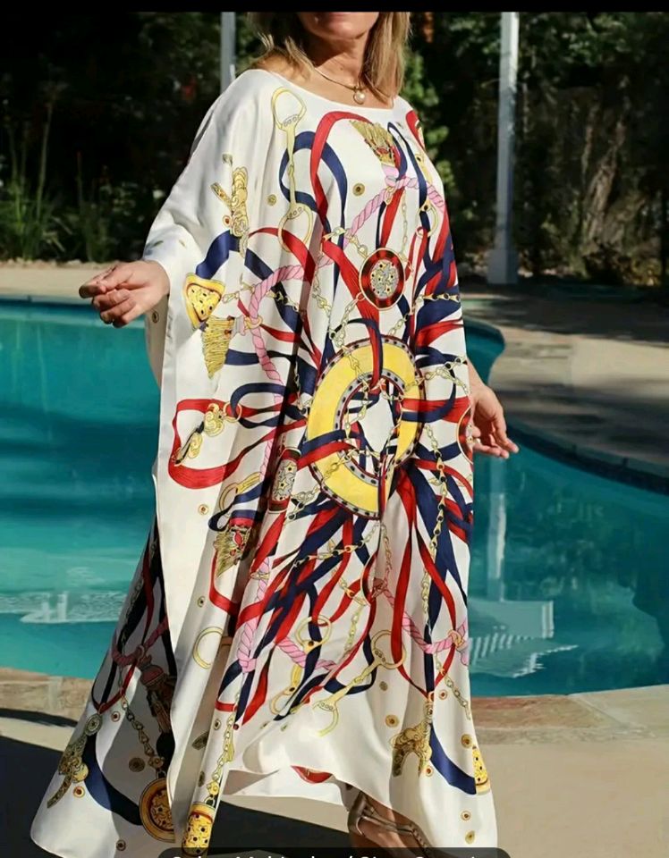 Robe caftan afro à manches courtes