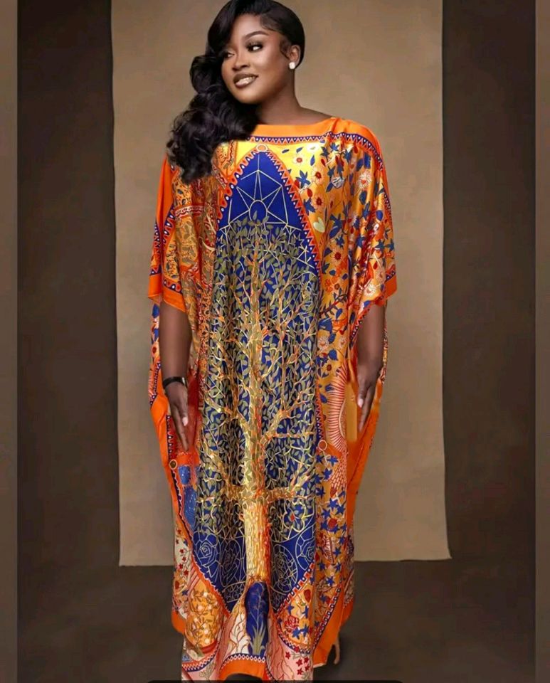 Robe caftan afro à manches courtes