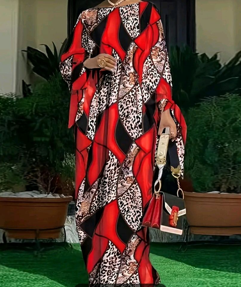 Robe caftan afro à manches courtes