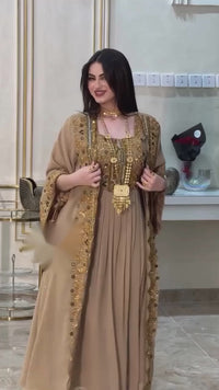 Elegant Traditional Arabian Thobe With Gold Embellishments