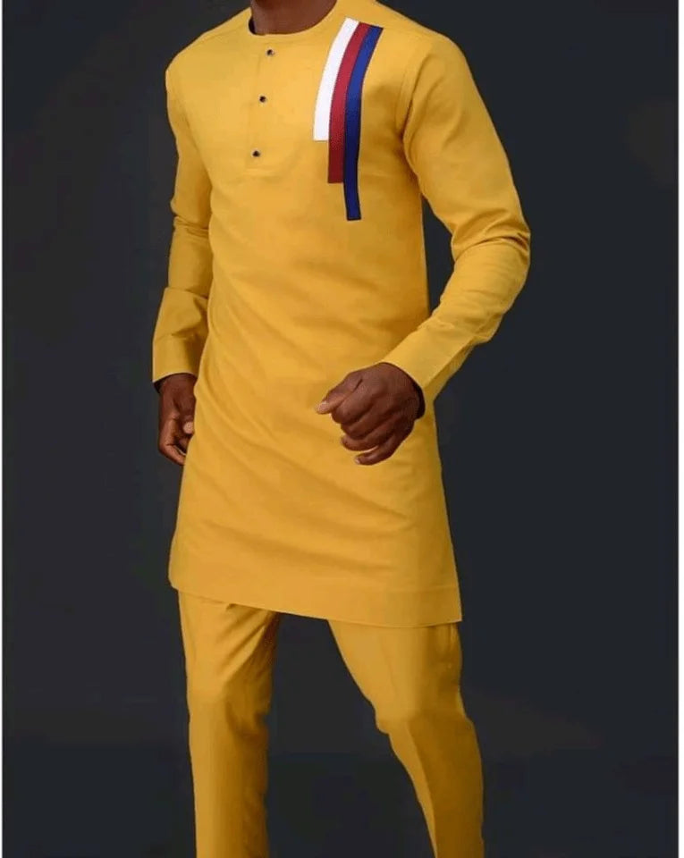 Yellow slash African suit